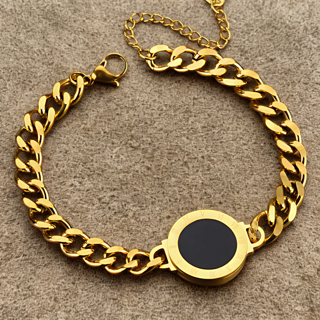 Luxus Style Armband weiß/schwarz I Titanstahl
