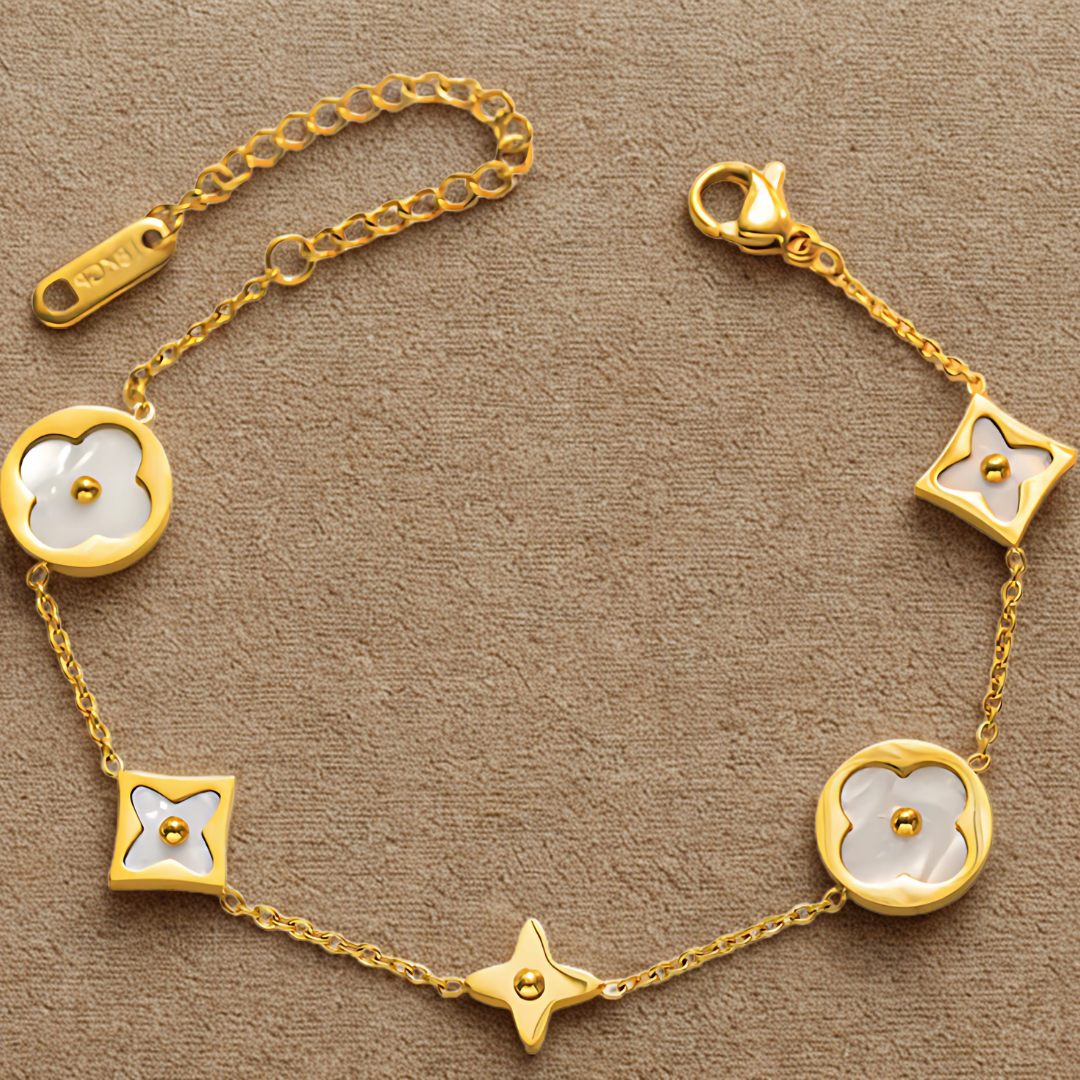 Luxury Line Weiß-Gold Armband I 18k vergoldet