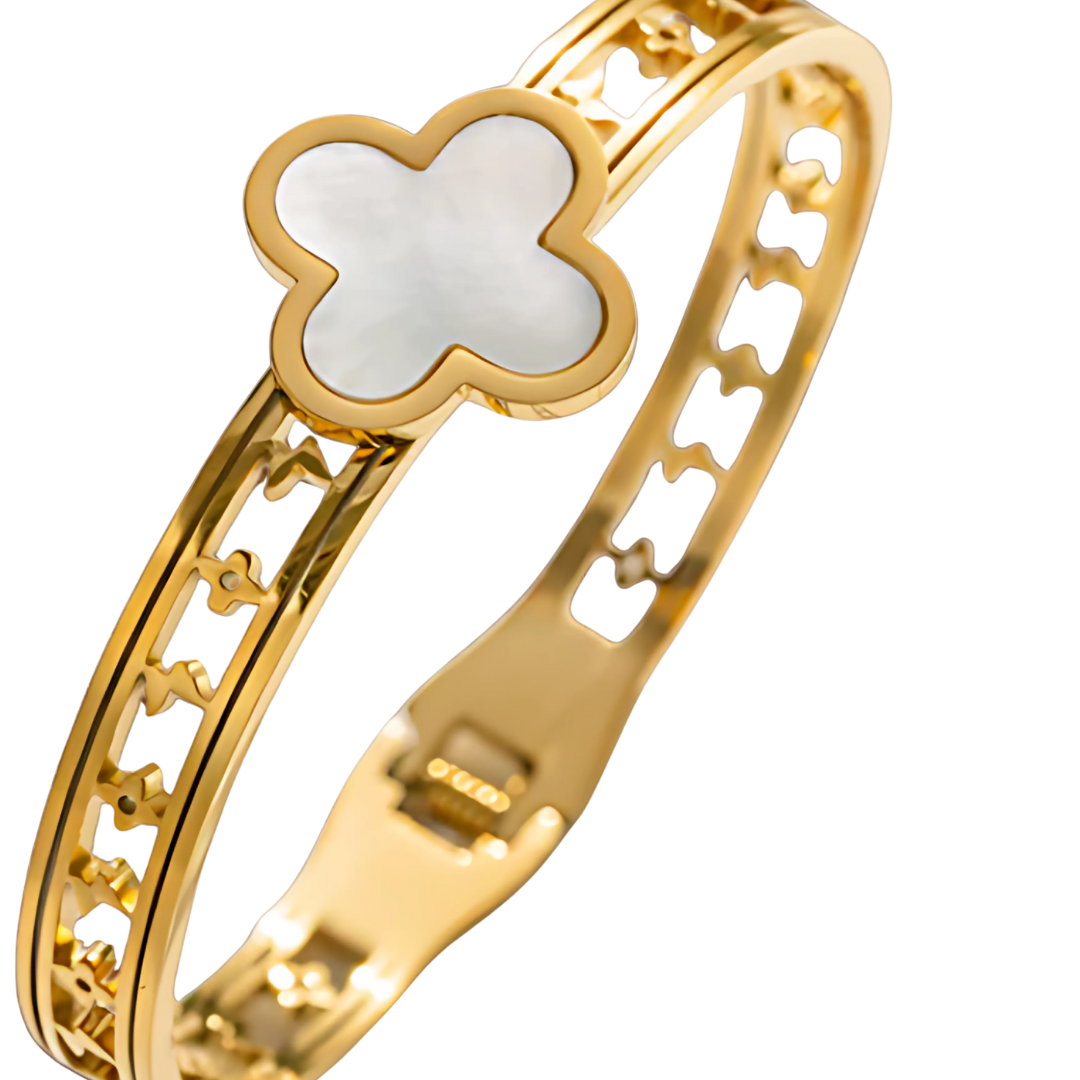 Luxus Kleblatt Armreif Gold I 18k vergoldet