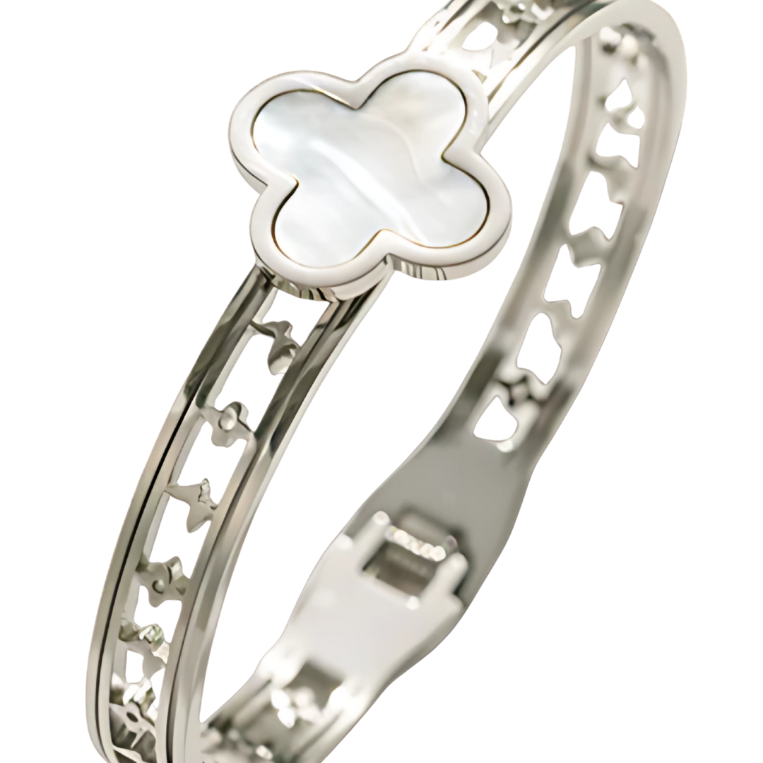 Luxus Kleblatt Armreif Silber I 18k vergoldet