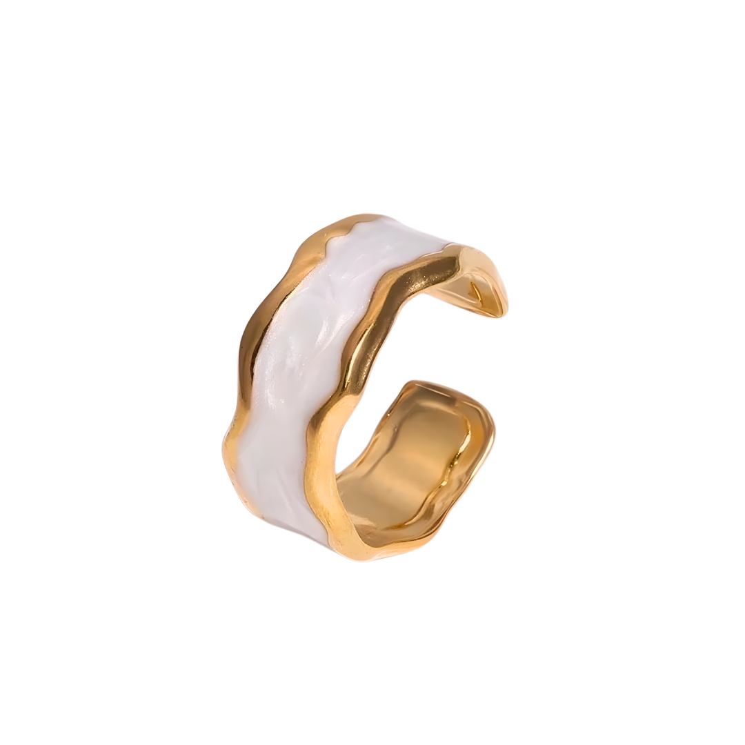 Weiß Perlmut Style Ring I 18k vergoldet