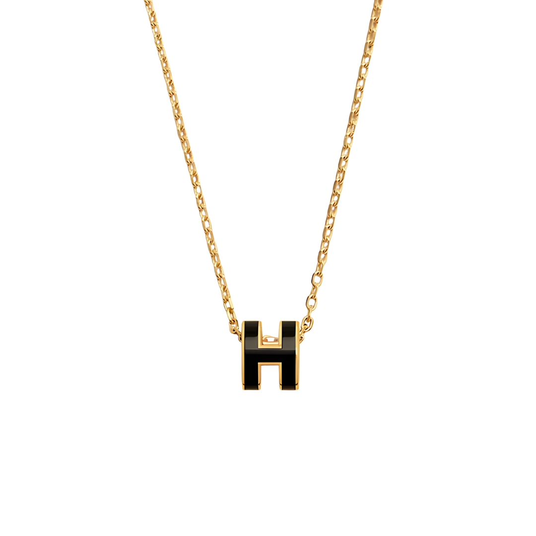 H Halskette schwarz-gold I 18k vergoldet