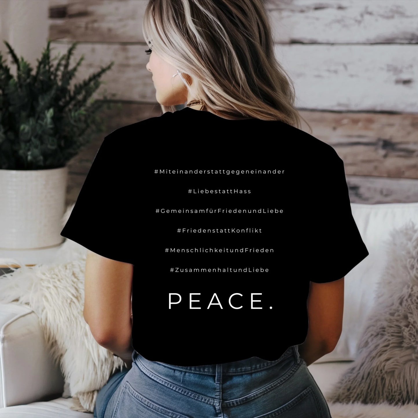 Frieden Hashtag - T-Shirt schwarz