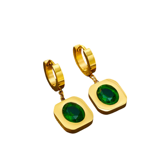 Elegante Ohrringe mit grünen Stein