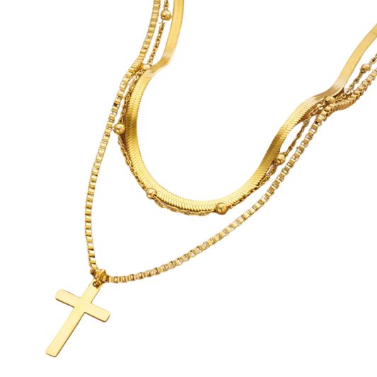 Goldene Kreuz Halskette I Titanstahl