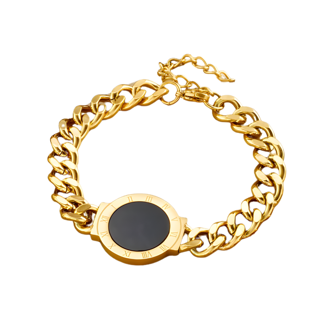 Luxus Style Wende-Armband weiß/schwarz I Titanstahl