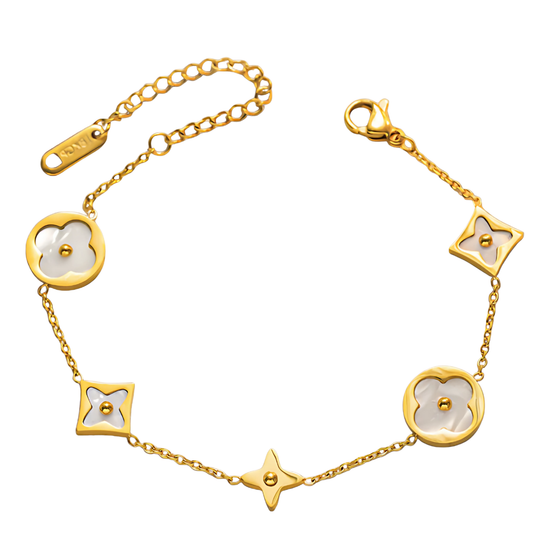 Luxury Line Weiß-Gold Armband I 18k vergoldet