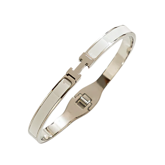 H Luxus Armreif weiß/silber I 18k versilbert