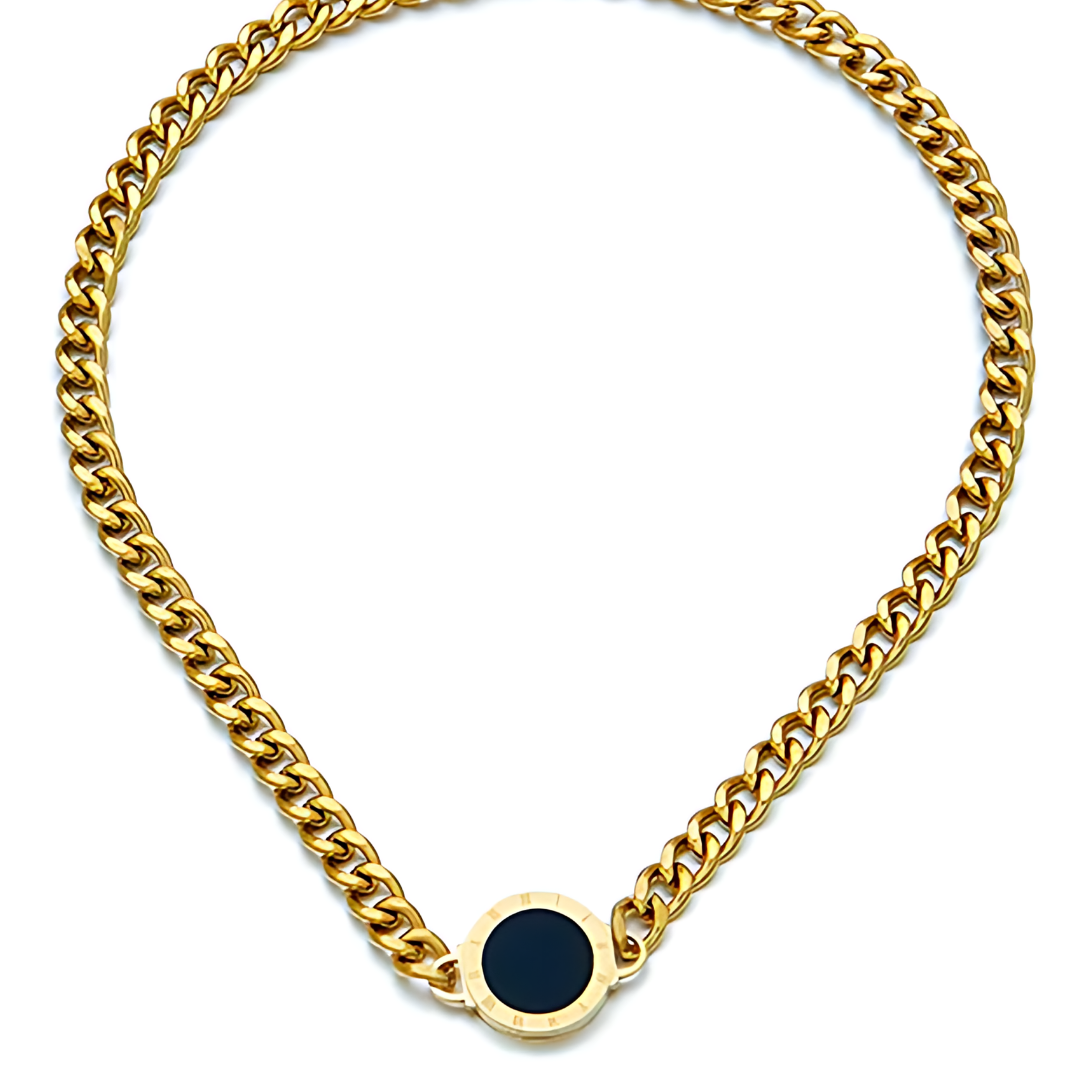 Luxus Style Wende-Halskette weiß/schwarz I Titanstahl