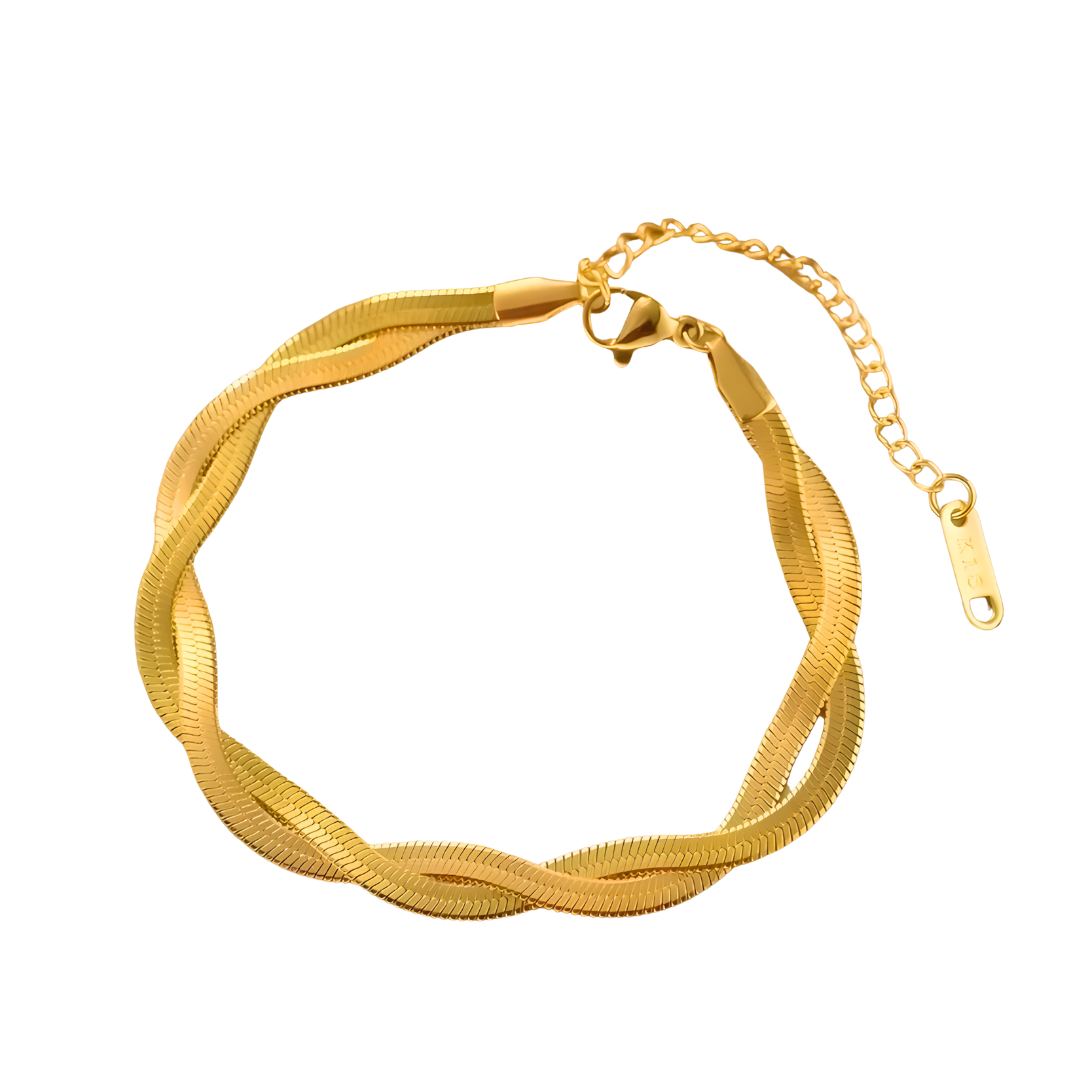 Geflochtenes Schlangen Armband I 18k vergoldet