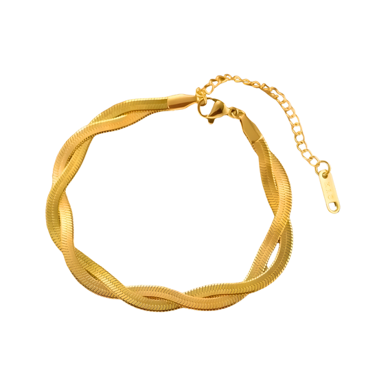 Geflochtenes Schlangen Armband I 18k vergoldet