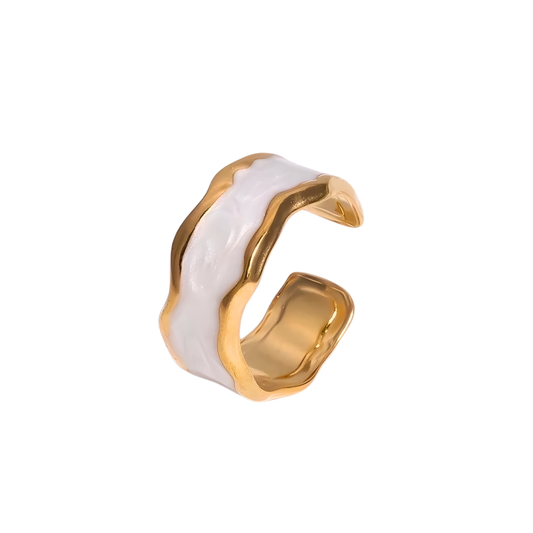 Weiß Perlmut Style Ring I 18k vergoldet