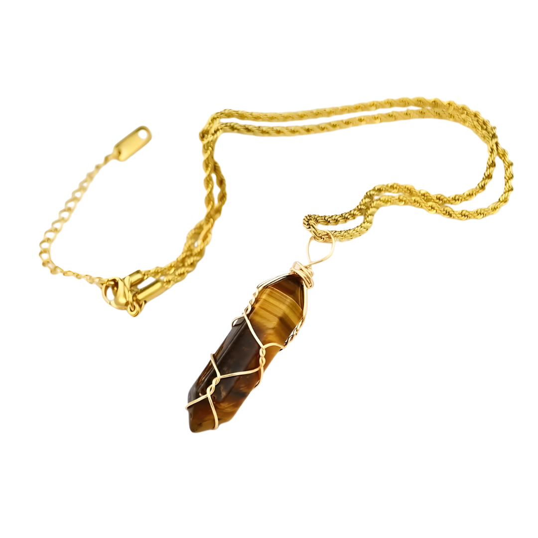Tigerauge Halskette I 18k vergoldet