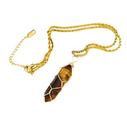 Tigerauge Halskette I 18k vergoldet