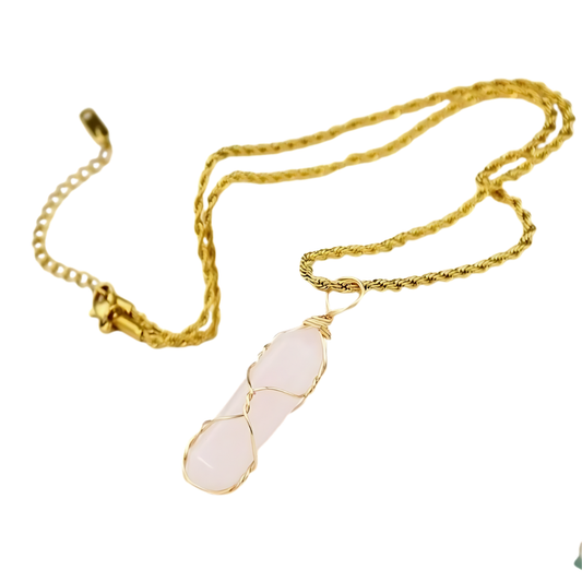 Rosenquarz Halskette I 18k vergoldet