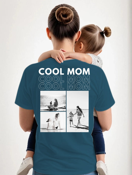 Cool Mom mit 3 Fotos - Personalisiertes T-Shirt