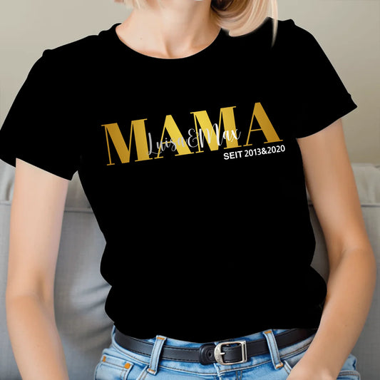 Wunschname & Wunschtext mit Geburtsjahr - Personalisiertes MAMA T-Shirt